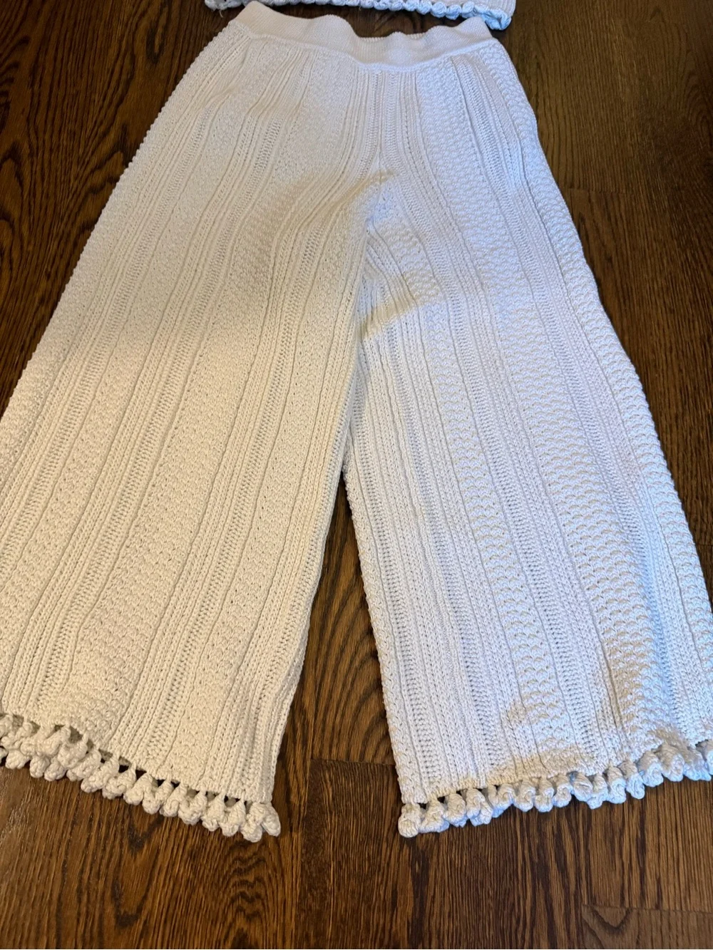 Rebecca Taylor Cream Knit Two-Piece Set with Crochet Trim